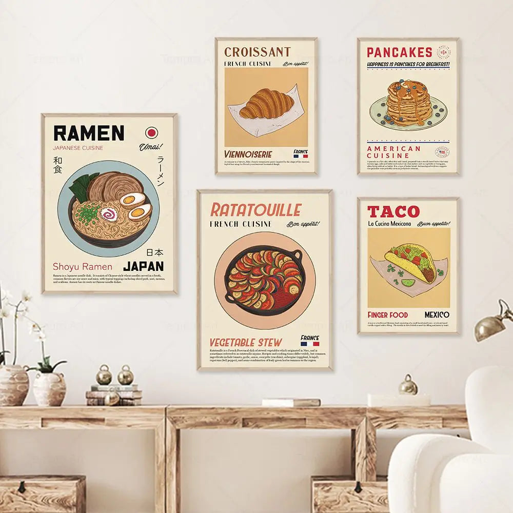 Kitchen Food Pizza Ramen Sushi Spaghett Wall Art Canvas Painting Nordic Posters And Prints Wall Pictures For Living Room Decor