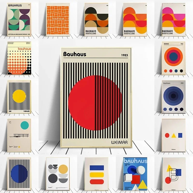 Modern Minimalist Art Bauhaus Exhibition Geometric Posters Artwork Canvas Prints Abstract Painting Living Room Murals Home Decor