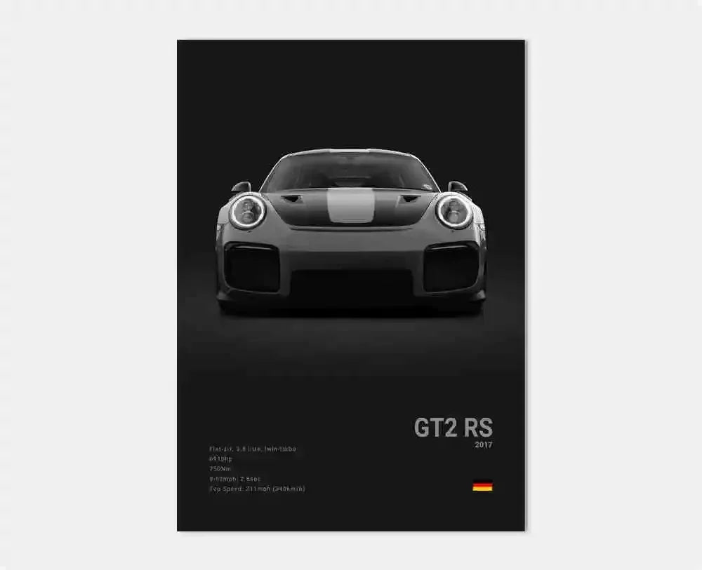 Canvas Print for Wall Art Garage Room Decor Pop Black and White Germany Luxury Super Sport Car Poster Aesthetic 911 GT3 RS Turbo
