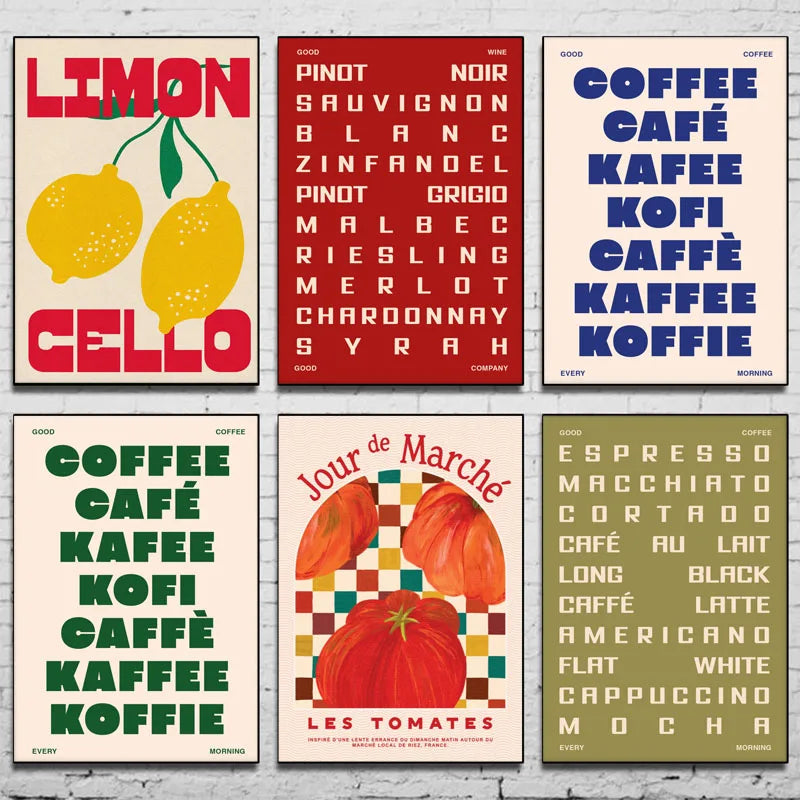 Vintage Food  Poster Food Text  Art Vintage Restaurant Canvas Printing Poster Wall  Art Decoration Painting Home Room Decoration