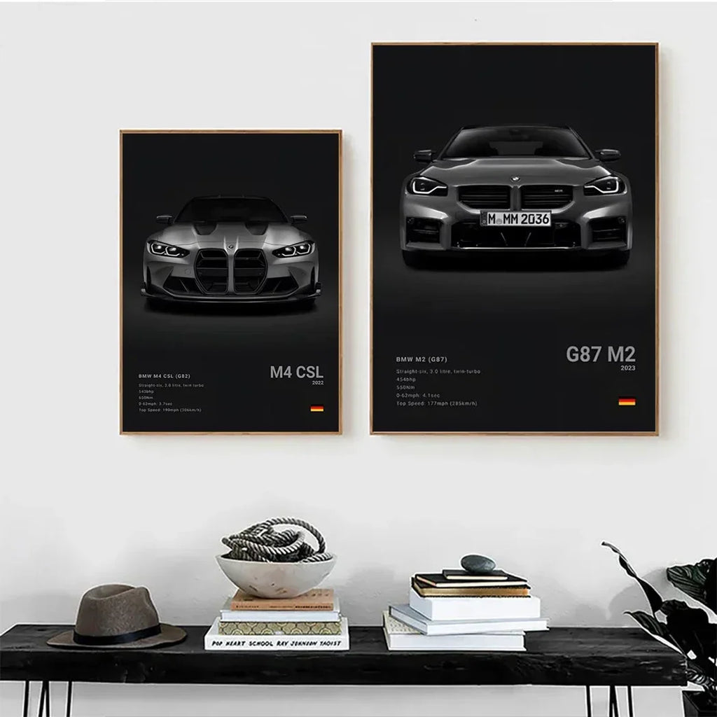 Pop Art Car Wall Art Posters for Modern Home Decor Canvas Prints M2 M3 M4 M5 Z8 CSL GTS Gifts For Car Enthusiasts Pictures Print
