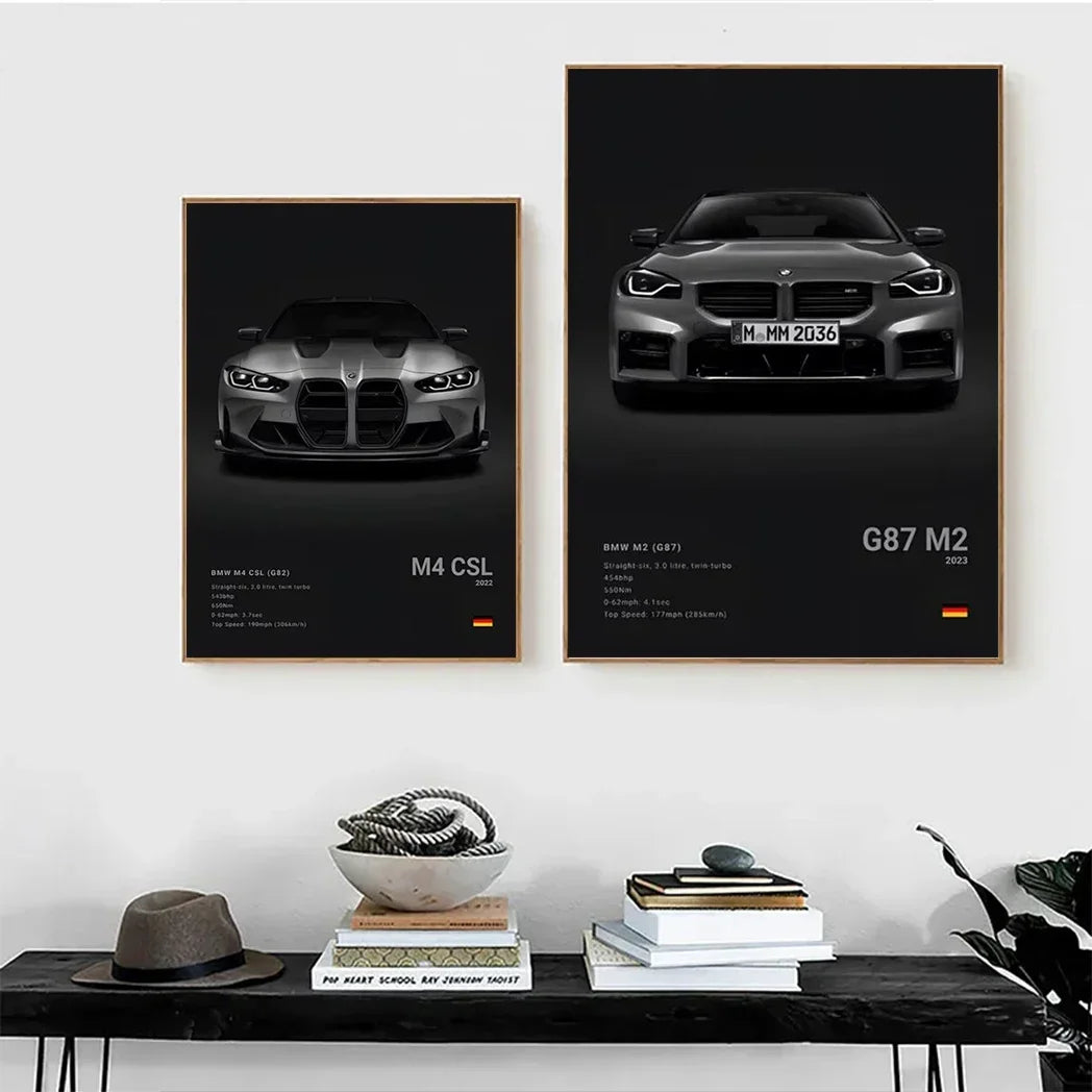 Pop Art Car Wall Art Posters for Modern Home Decor Canvas Prints M2 M3 M4 M5 Z8 CSL GTS Gifts For Car Enthusiasts Pictures Print