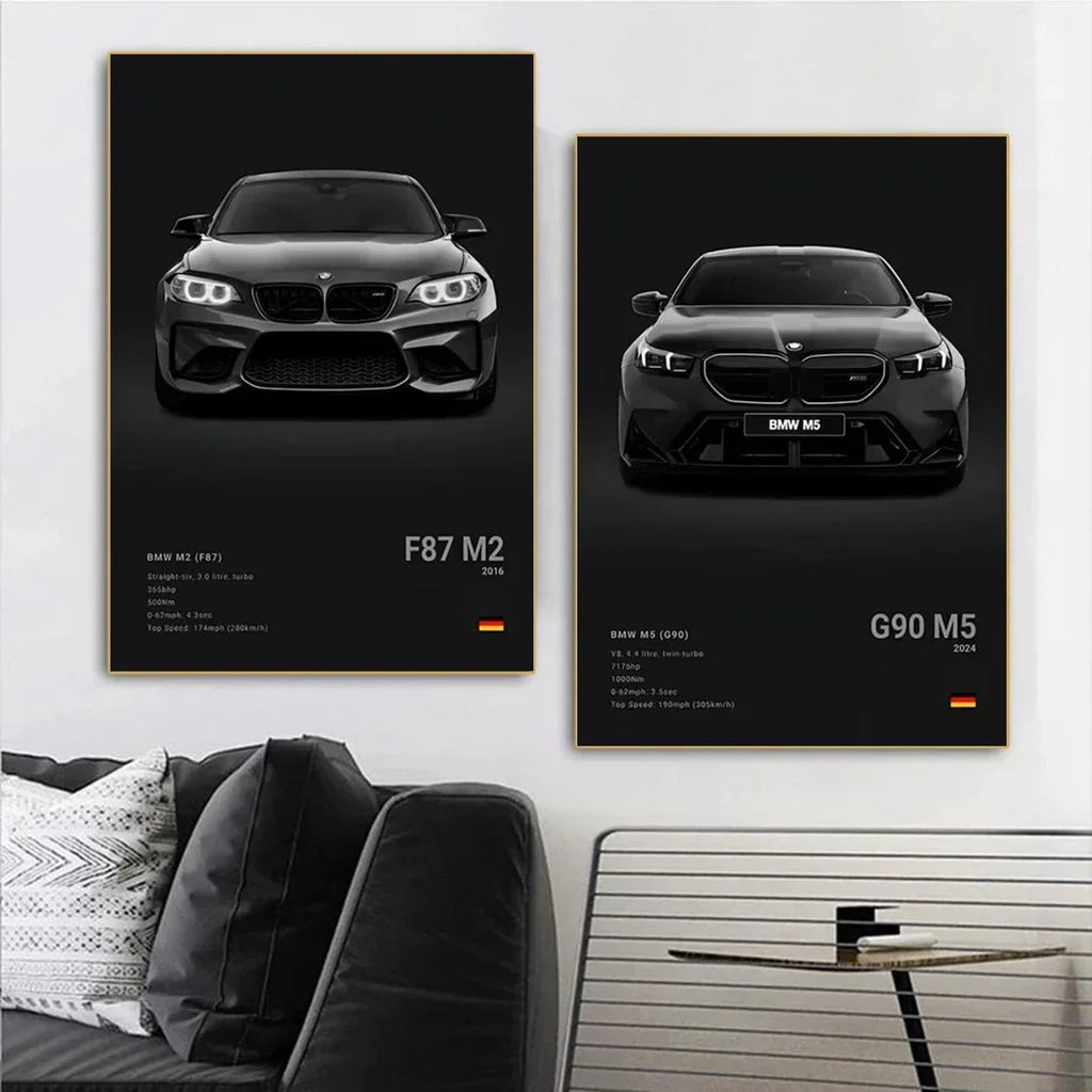 Pop Art Car Wall Art Posters for Modern Home Decor Canvas Prints M2 M3 M4 M5 Z8 CSL GTS Gifts For Car Enthusiasts Pictures Print