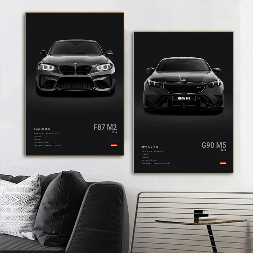 Pop Art Car Wall Art Posters for Modern Home Decor Canvas Prints M2 M3 M4 M5 Z8 CSL GTS Gifts For Car Enthusiasts Pictures Print