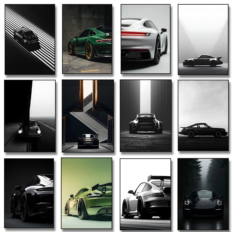 Black and White Luxury Car Art Poster Poster Canvas Painting Print Home Living Room Bedroom Entrance Bar Cafe Art Decoration