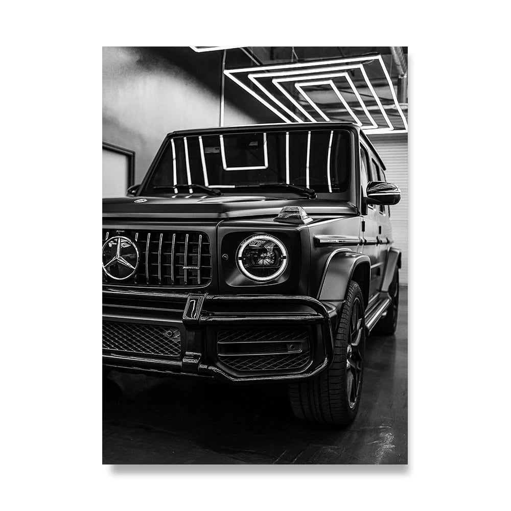 Large Fashion Luxury Car Wall Art Simple Black and White Supercar HD Canvas Poster Prints Home Living Room Decoration No Frame