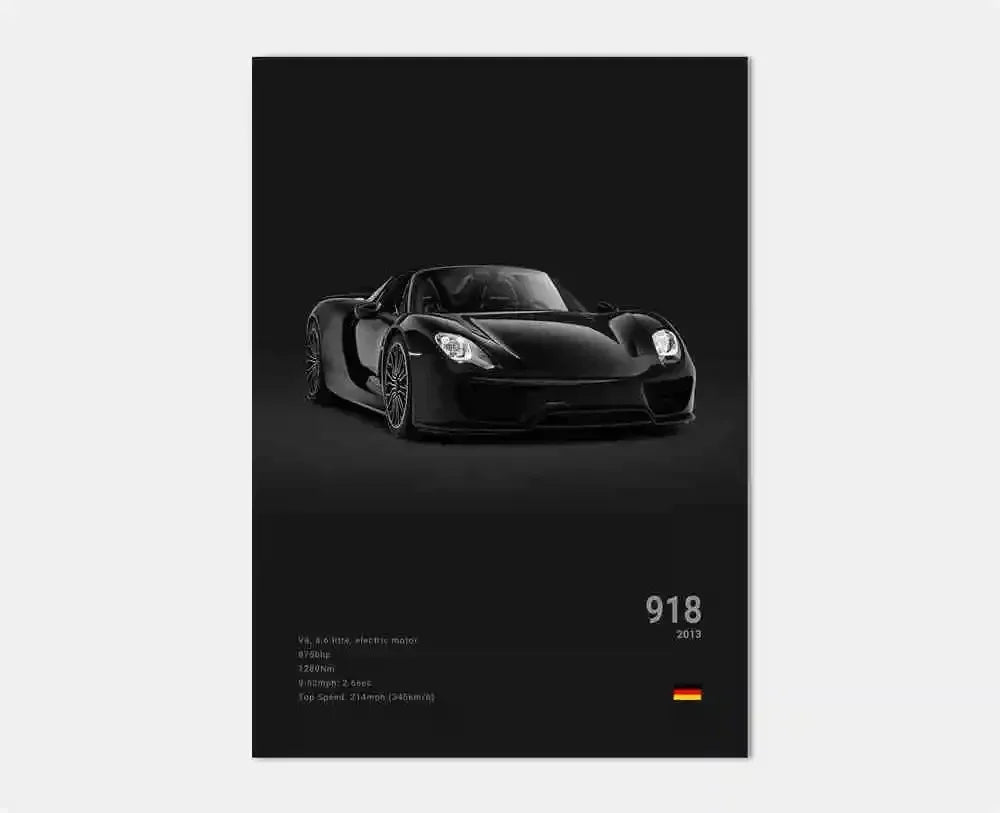 Canvas Print for Wall Art Garage Room Decor Pop Black and White Germany Luxury Super Sport Car Poster Aesthetic 911 GT3 RS Turbo
