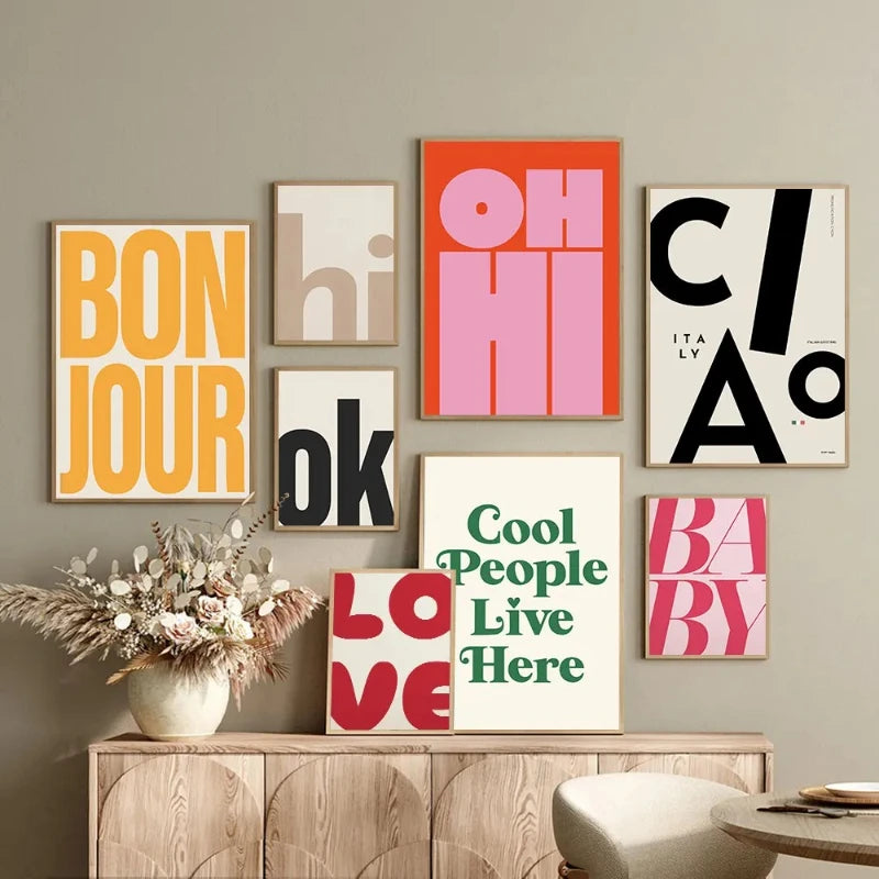 Modern Text OH HI OK Poster Prints Motivational Quote Canvas Painting Wall Art Picture for Study Studio Living Room Home Decor