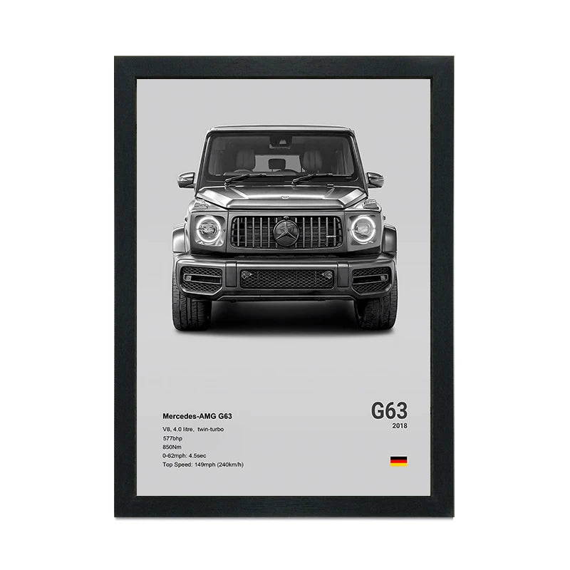 Canvas Painting Wall Art Classic Retro Car Poster and A4 Black Photo Frame 21x30CM Canvas Print Home Decoration Pictures