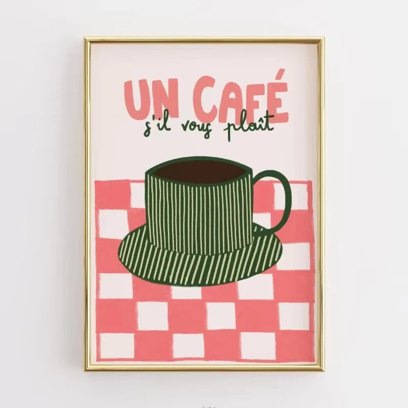 Funny Kitchen Quote Poster Retro Food Illustration Canvas Painting Print Coffee Lover Wall Art Picture Modern Kitchen Home Decor