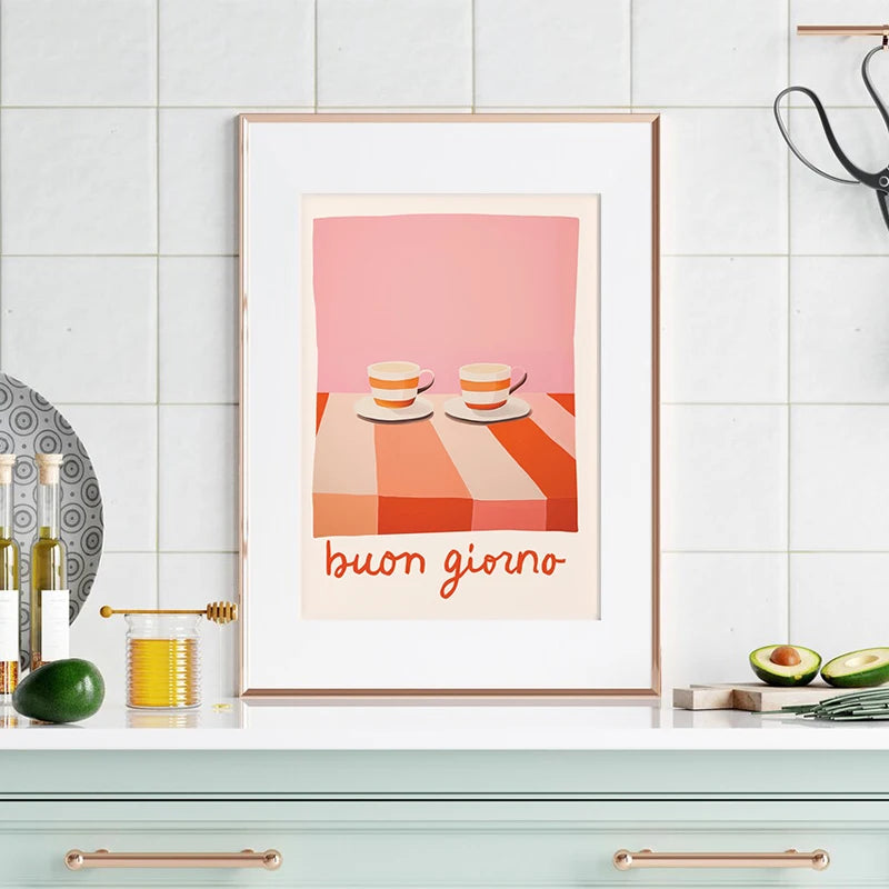 Kitchen Posters And Prints Italian Quotes Espresso Coffee Moka Pot Wall Art Canvas Painting Pictures For Cafe Living Room Decor
