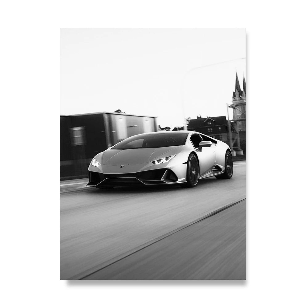 Large Fashion Luxury Car Wall Art Simple Black and White Supercar HD Canvas Poster Prints Home Living Room Decoration No Frame