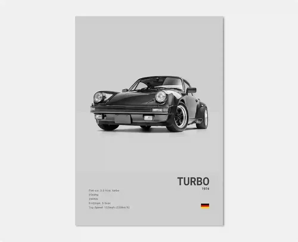 Canvas Print for Wall Art Garage Room Decor Pop Black and White Germany Luxury Super Sport Car Poster Aesthetic 911 GT3 RS Turbo