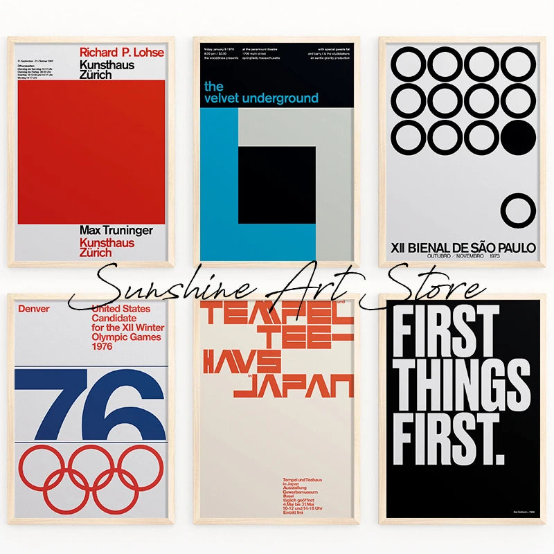 Modernist Gallery Art Exhibition Poster Canvas Printing Vintage Abstract Exhibition Advertising Wall Art Decor Home Room Decor