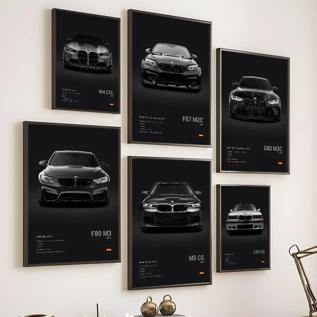 Pop Art Car Wall Art Posters for Modern Home Decor Canvas Prints M2 M3 M4 M5 Z8 CSL GTS Gifts For Car Enthusiasts Pictures Print