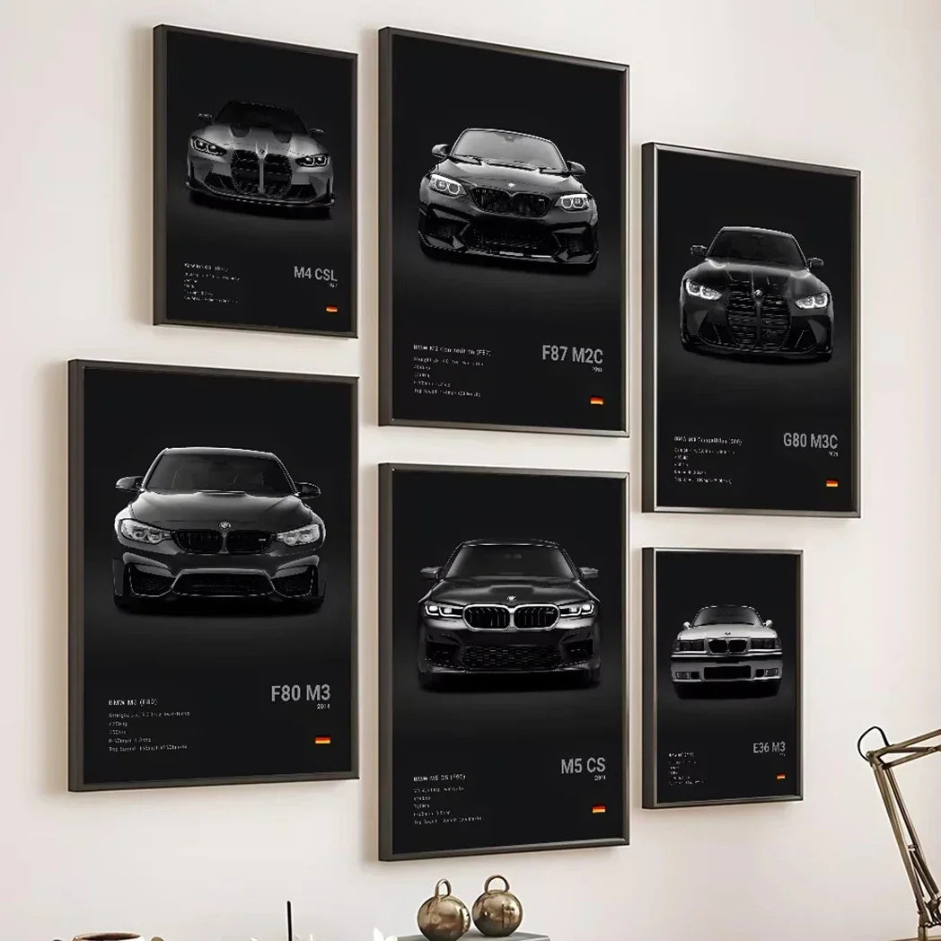 Pop Art Car Wall Art Posters for Modern Home Decor Canvas Prints M2 M3 M4 M5 Z8 CSL GTS Gifts For Car Enthusiasts Pictures Print