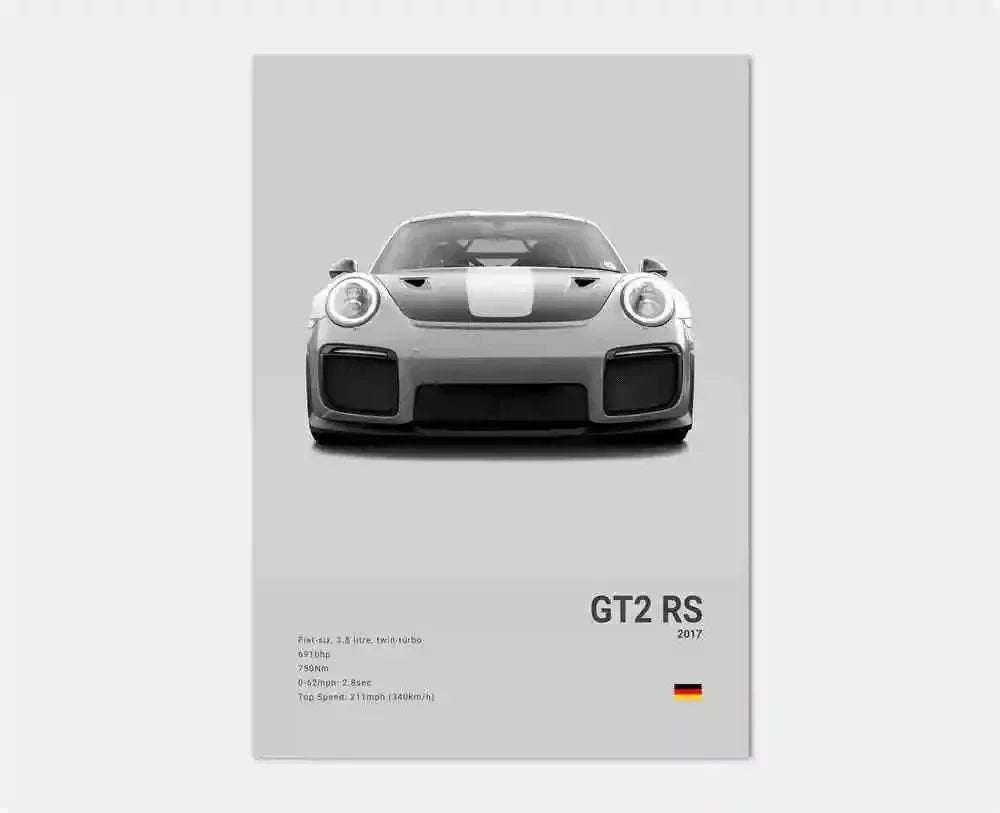 Canvas Print for Wall Art Garage Room Decor Pop Black and White Germany Luxury Super Sport Car Poster Aesthetic 911 GT3 RS Turbo