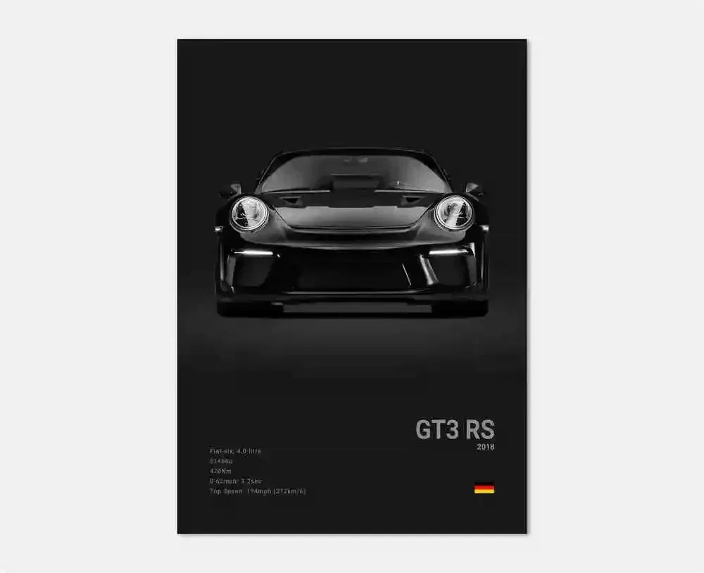Canvas Print for Wall Art Garage Room Decor Pop Black and White Germany Luxury Super Sport Car Poster Aesthetic 911 GT3 RS Turbo