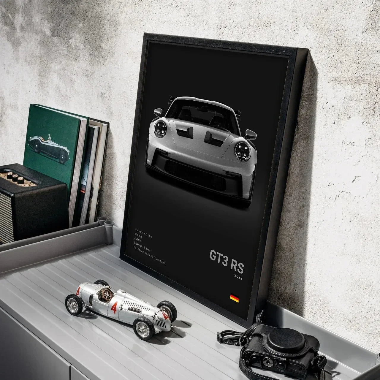 Canvas Print for Wall Art Garage Room Decor Pop Black and White Germany Luxury Super Sport Car Poster Aesthetic 911 GT3 RS Turbo