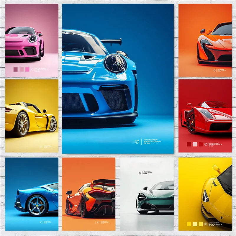 Car Minimalist Color Collection Fashion Vintage Luxury Sport Poster Print Wall Art Pictures Canvas Painting Room Home Decor Gift