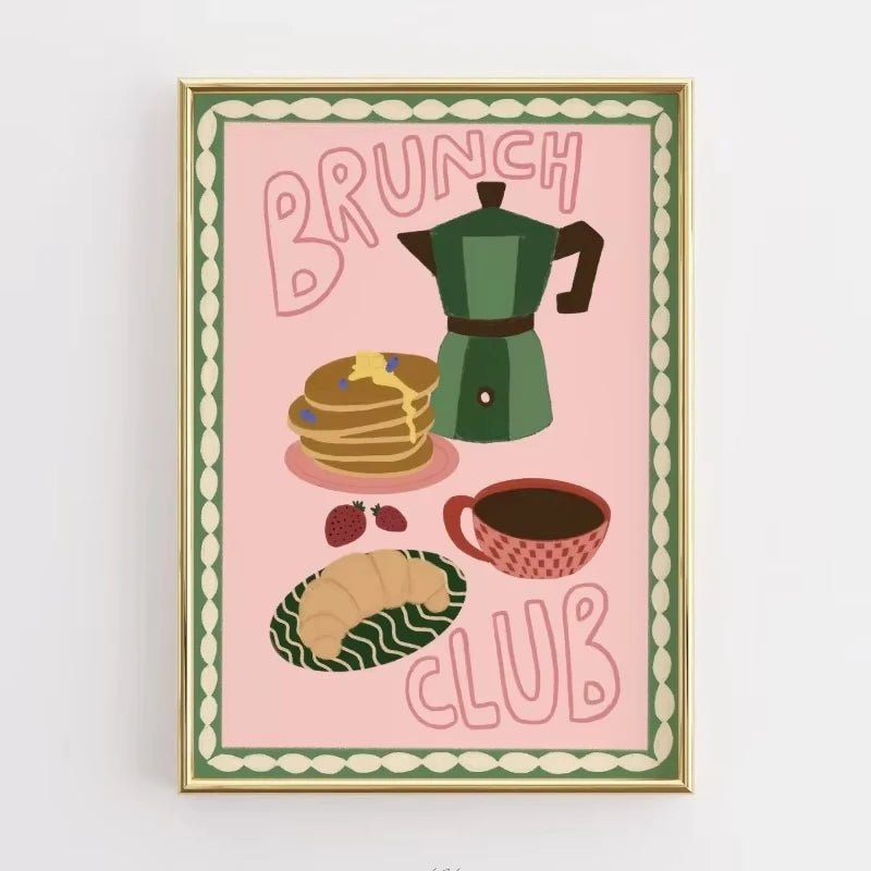 Funny Kitchen Quote Poster Retro Food Illustration Canvas Painting Print Coffee Lover Wall Art Picture Modern Kitchen Home Decor