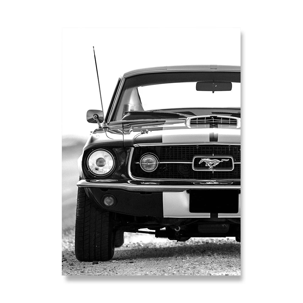 Large Fashion Luxury Car Wall Art Simple Black and White Supercar HD Canvas Poster Prints Home Living Room Decoration No Frame