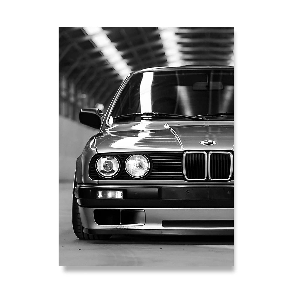 Large Fashion Luxury Car Wall Art Simple Black and White Supercar HD Canvas Poster Prints Home Living Room Decoration No Frame