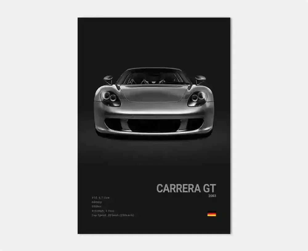 Canvas Print for Wall Art Garage Room Decor Pop Black and White Germany Luxury Super Sport Car Poster Aesthetic 911 GT3 RS Turbo