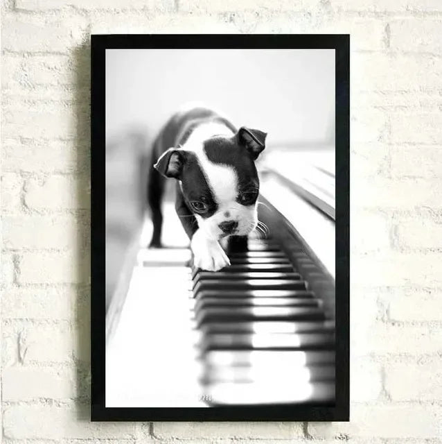 Flowers Music Posters and Prints Canvas Painting Black and White Piano with Wall Art Women Pictures for Living Room Home Decor