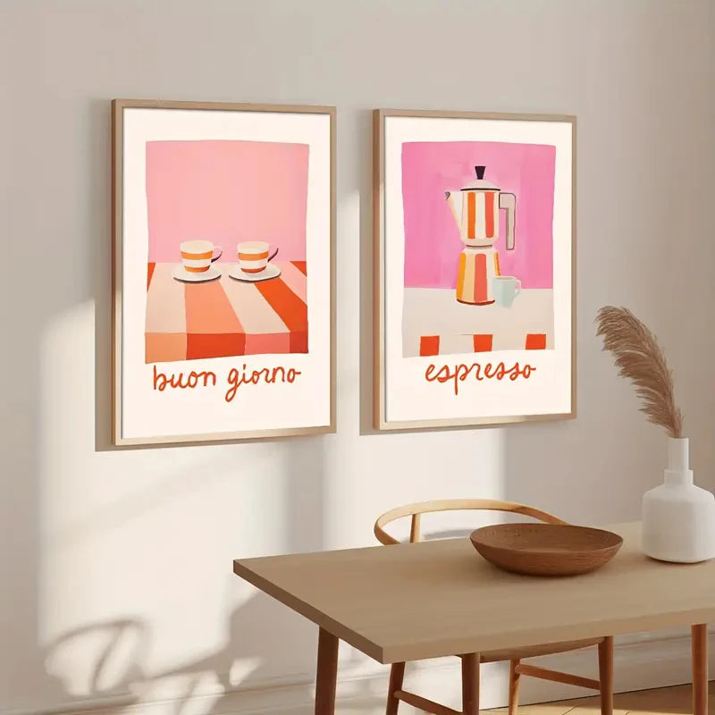 Kitchen Posters And Prints Italian Quotes Espresso Coffee Moka Pot Wall Art Canvas Painting Pictures For Cafe Living Room Decor