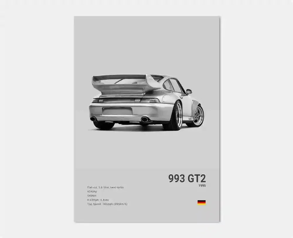Canvas Print for Wall Art Garage Room Decor Pop Black and White Germany Luxury Super Sport Car Poster Aesthetic 911 GT3 RS Turbo