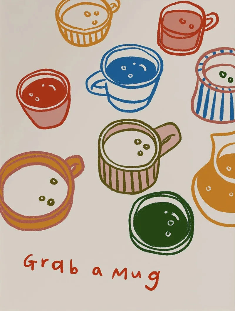 Coffee Mugs Matcha Latte Kitchen French Martini Cocktail Poster Print Wall Art Pictures Canvas Painting Room Home Decor Gift