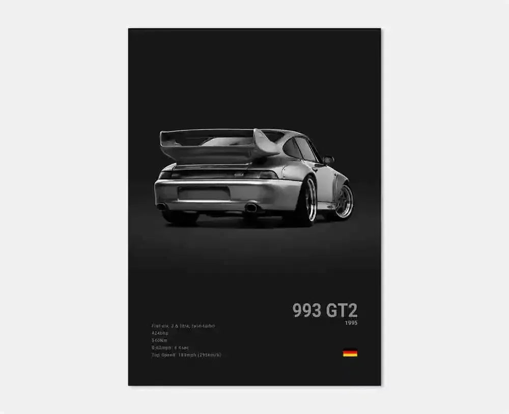 Canvas Print for Wall Art Garage Room Decor Pop Black and White Germany Luxury Super Sport Car Poster Aesthetic 911 GT3 RS Turbo