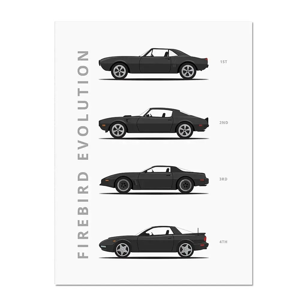 Cartoon Vintage Cars Poster Racing RS Car Plus 911 M3 R8 C3 Evolution Wall Art Painting Room Canvas Print Living Home Decor