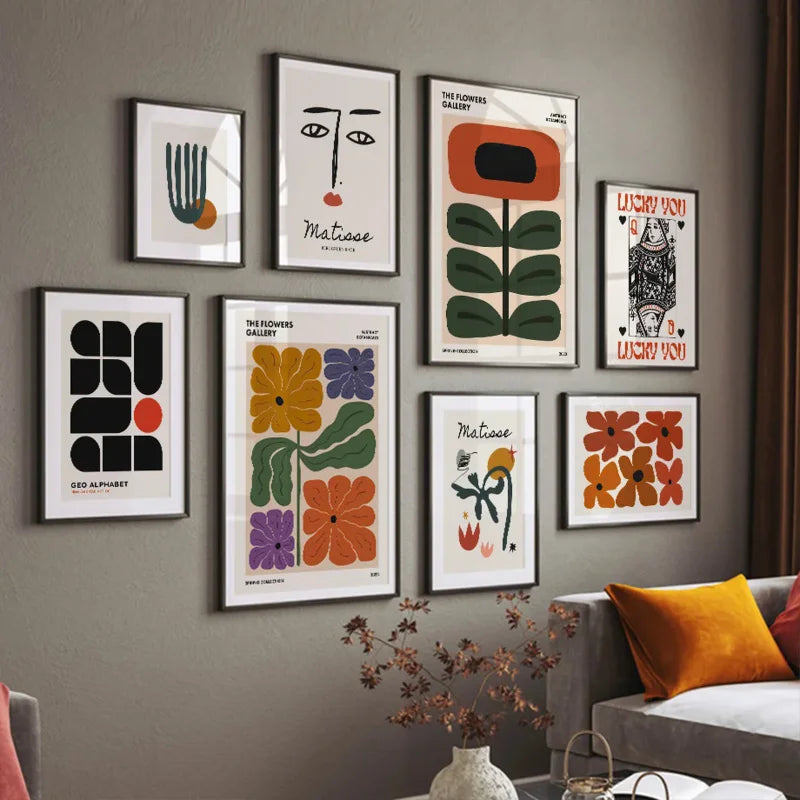 Modern Abstract Aesthetics Wall Art Flower Market Line Face Cat HD Oil On Canvas Posters And Prints Home Bedroom Decoration Gift