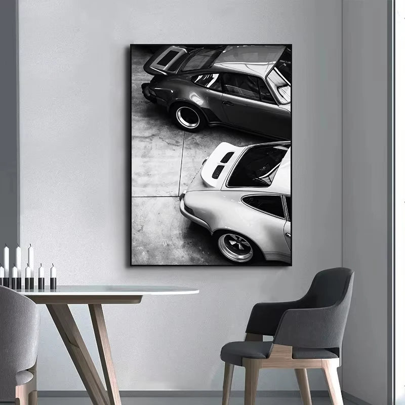 Large Fashion Luxury Car Wall Art Simple Black and White Supercar HD Canvas Poster Prints Home Living Room Decoration No Frame