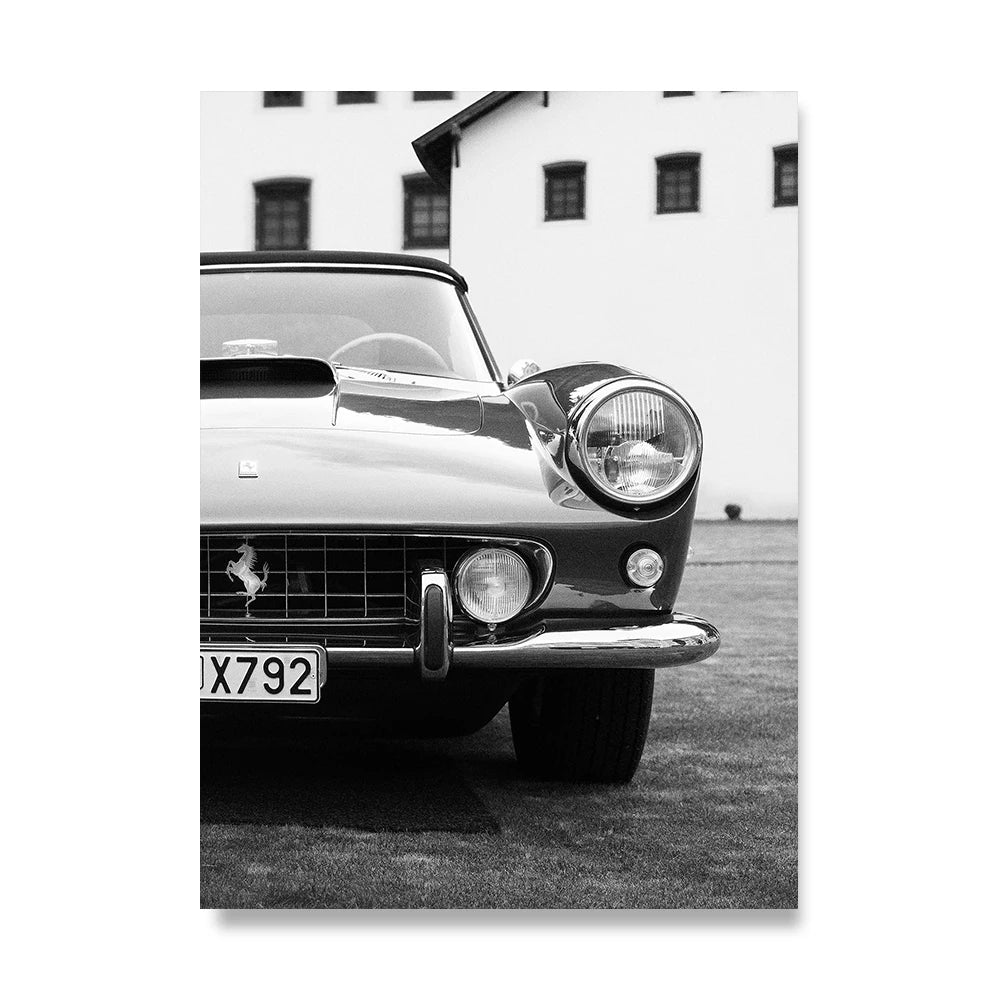 Large Fashion Luxury Car Wall Art Simple Black and White Supercar HD Canvas Poster Prints Home Living Room Decoration No Frame