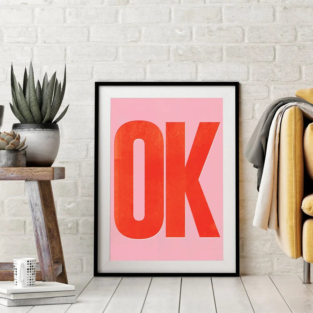 Modern Text OH HI OK Poster Prints Motivational Quote Canvas Painting Wall Art Picture for Study Studio Living Room Home Decor