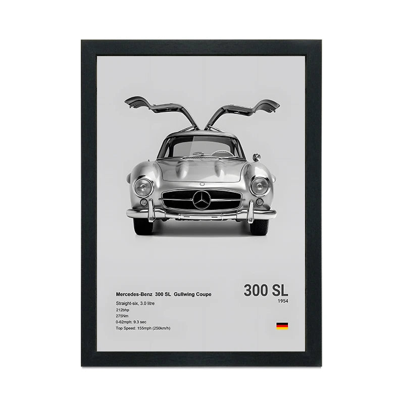 Canvas Painting Wall Art Classic Retro Car Poster and A4 Black Photo Frame 21x30CM Canvas Print Home Decoration Pictures