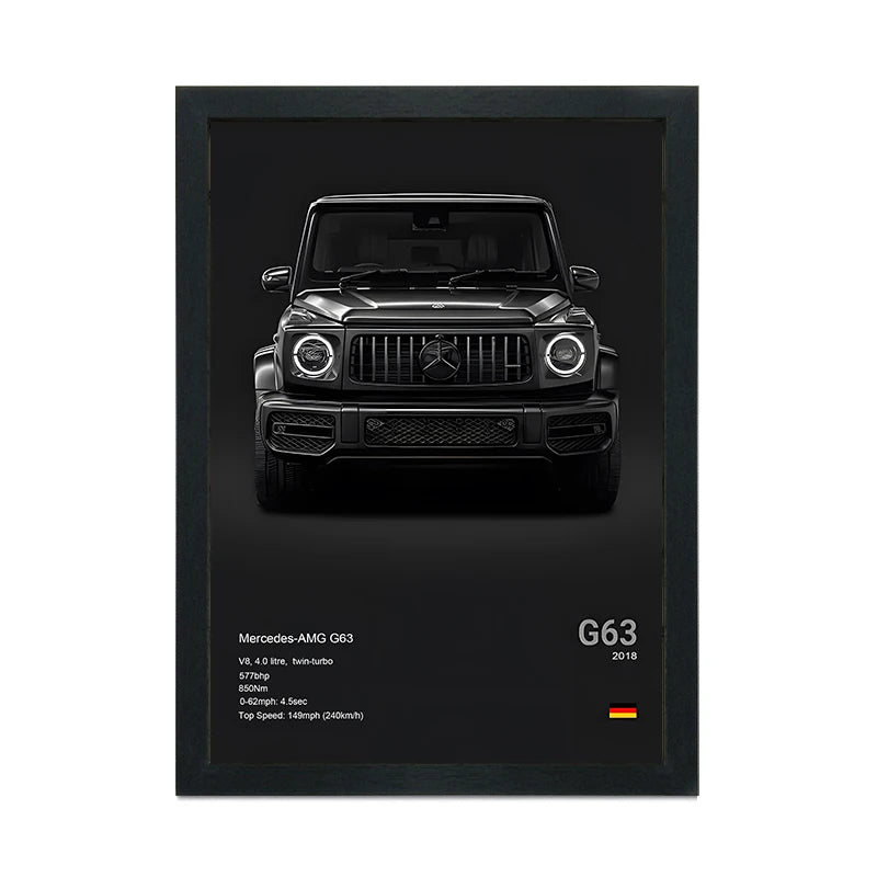 Canvas Painting Wall Art Classic Retro Car Poster and A4 Black Photo Frame 21x30CM Canvas Print Home Decoration Pictures