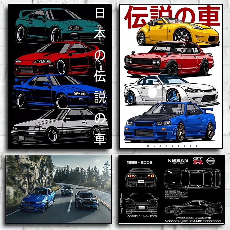 Racing Car Posters Fast and Furious Sport Cars Canvas Painting Racer Motorsport Livingroom Wall Art Printed Picture Home Decor