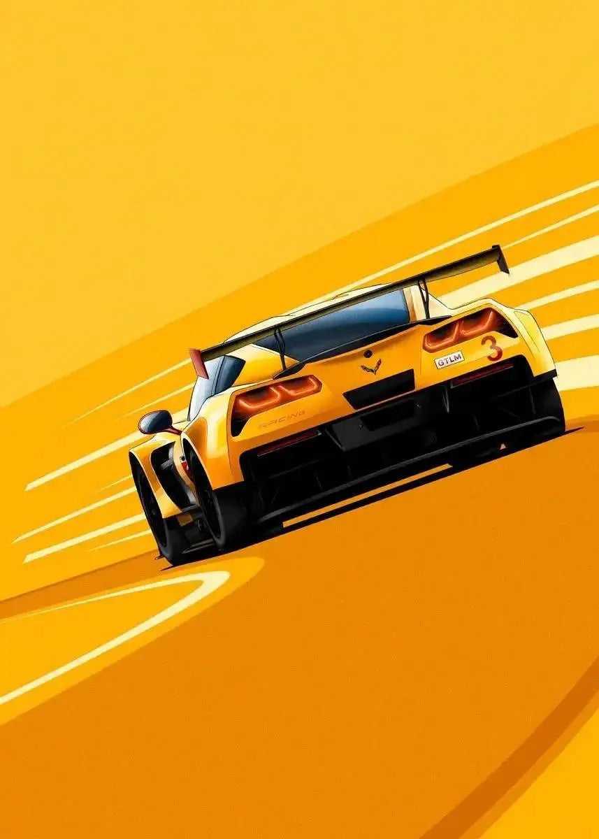 Modern Racing Car Canvas Wall Art  Cartoon Racer Poster for Boys Room Living Room Decor  Aesthetic Motorsport Prints for Home De