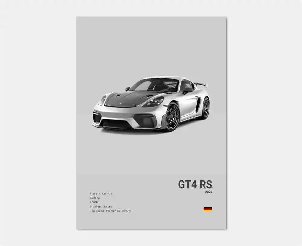 Canvas Print for Wall Art Garage Room Decor Pop Black and White Germany Luxury Super Sport Car Poster Aesthetic 911 GT3 RS Turbo