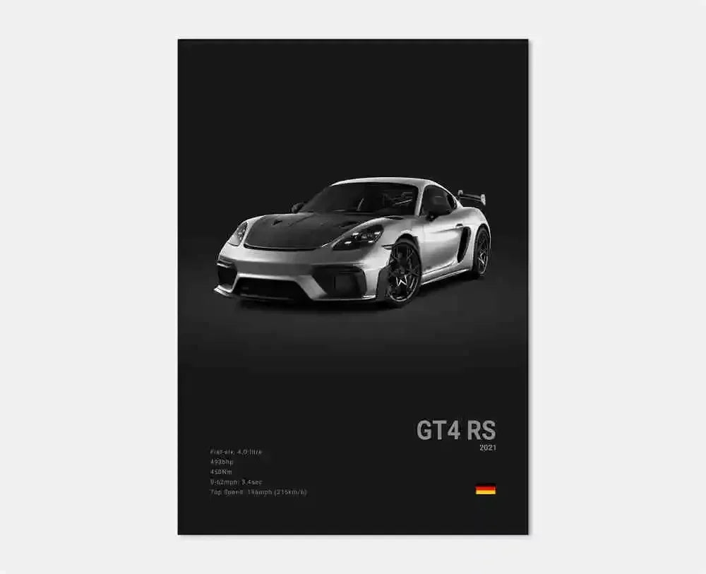 Canvas Print for Wall Art Garage Room Decor Pop Black and White Germany Luxury Super Sport Car Poster Aesthetic 911 GT3 RS Turbo