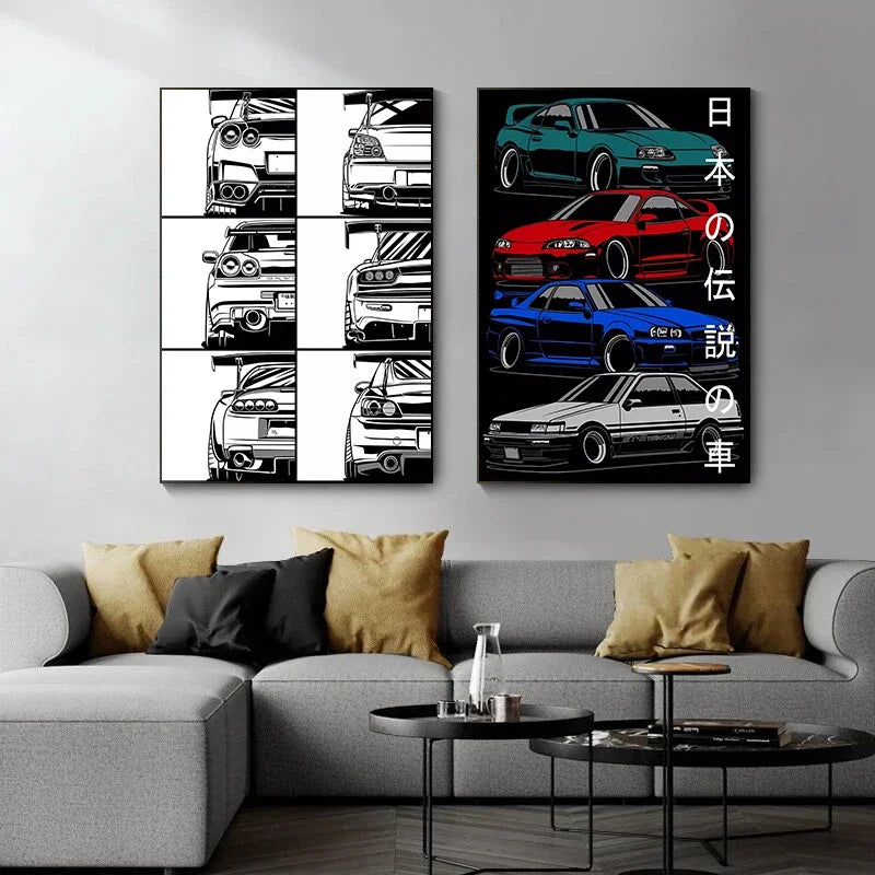 Racing Car Posters Fast and Furious Sport Cars Canvas Painting Racer Motorsport Livingroom Wall Art Printed Picture Home Decor