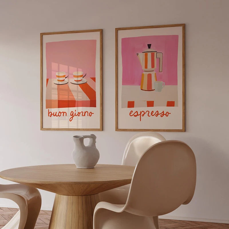 Kitchen Posters And Prints Italian Quotes Espresso Coffee Moka Pot Wall Art Canvas Painting Pictures For Cafe Living Room Decor