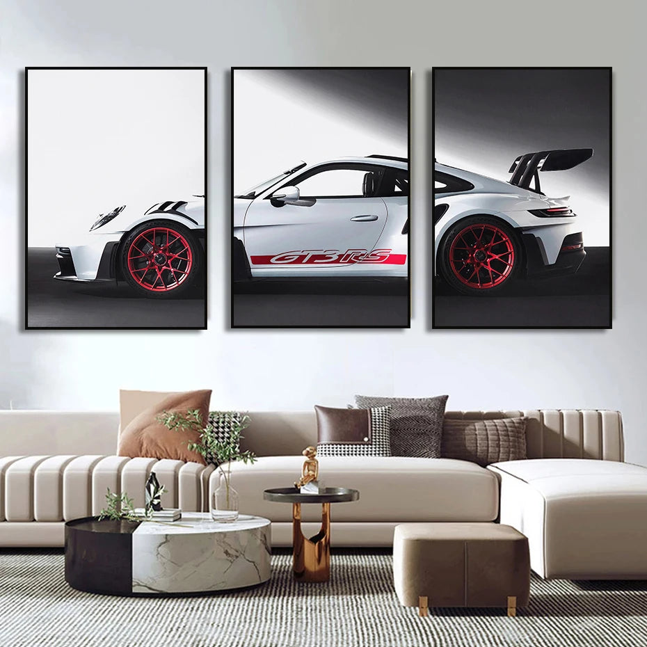 Fashion Pop Super Sports Car Luxury Racing Car GT3  Poster Canvas Painting Print HD Wall Art Living Room, Room Home Decor