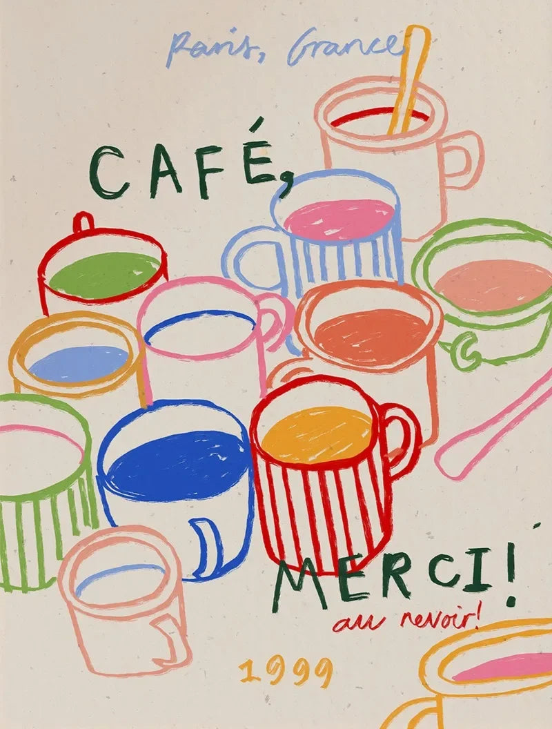 Coffee Mugs Matcha Latte Kitchen French Martini Cocktail Poster Print Wall Art Pictures Canvas Painting Room Home Decor Gift