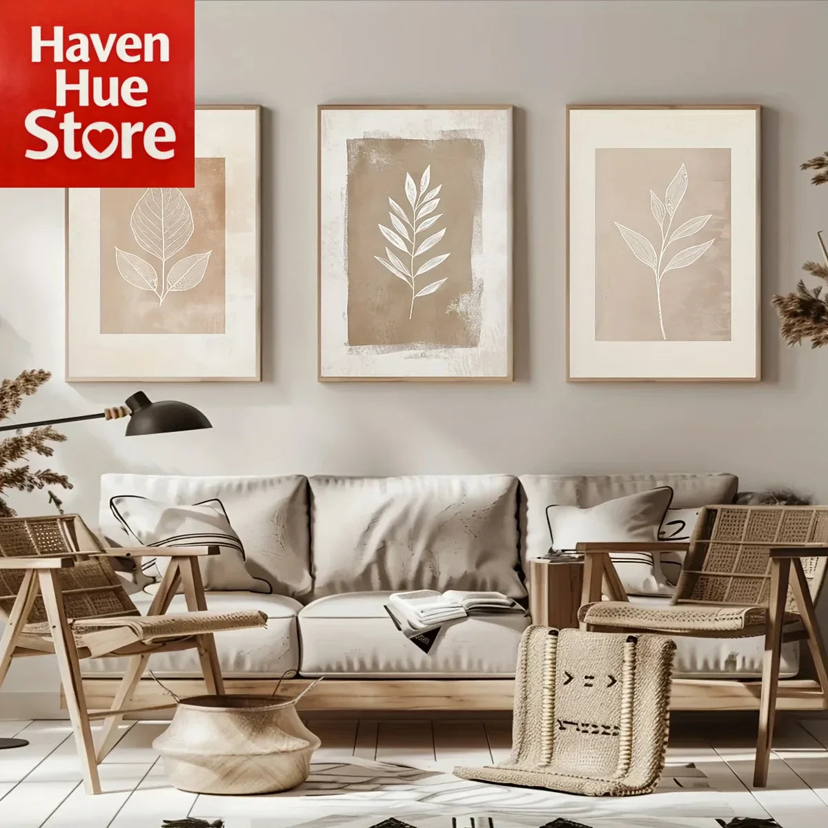 Wall Art Decor Paintings Warm Tones Posters Home Creative Gifts 3pcs Neutral Minimalist Abstract Fern Boho,frameless