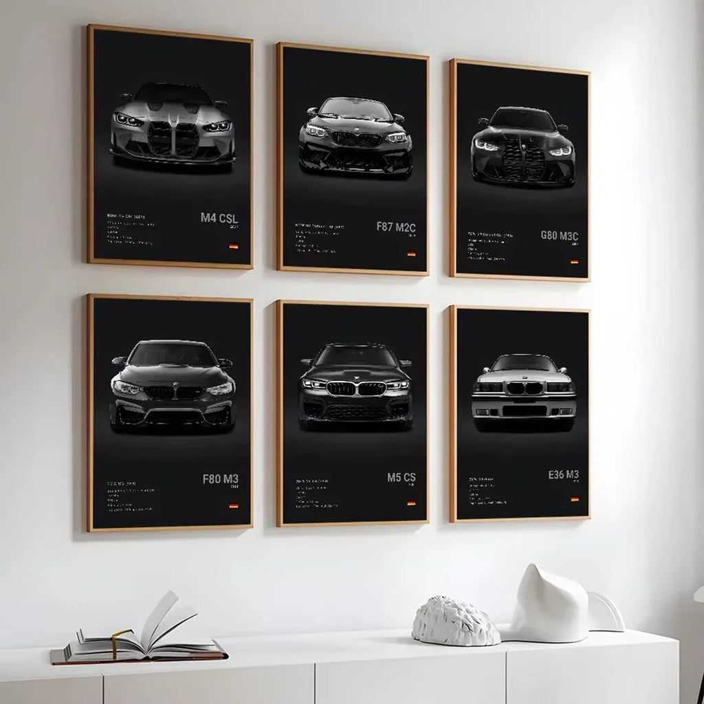 Pop Art Car Wall Art Posters for Modern Home Decor Canvas Prints M2 M3 M4 M5 Z8 CSL GTS Gifts For Car Enthusiasts Pictures Print
